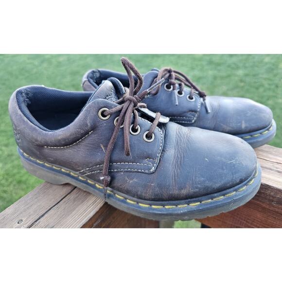 DOC MARTENS Boston BROWN LEATHER OXFORD SHOES MEN 9 Women 10 Distressed Vintage - Picture 1 of 10